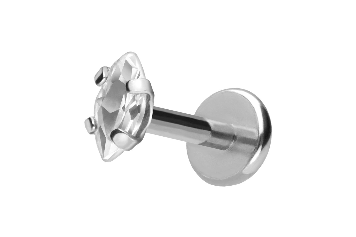 Titan Labret Piercing mit Push Fit EINGEFASSTER KRISTALLTROPFEN